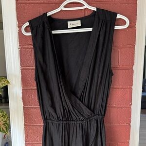 Ganni Black Faux Wrap Sleeveless High Low Dress